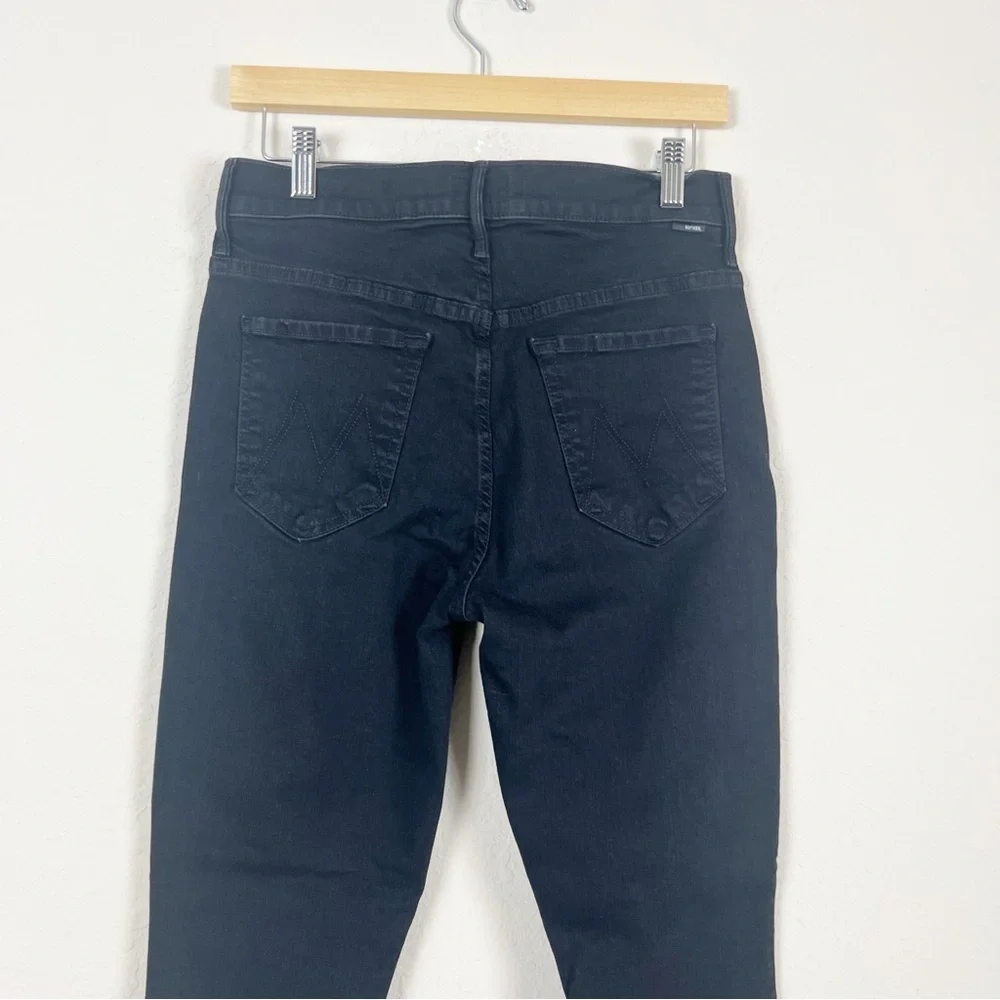 Mother The Stunner Zip Ankle Step Fray Jeans In Not Guilty Black Size 27